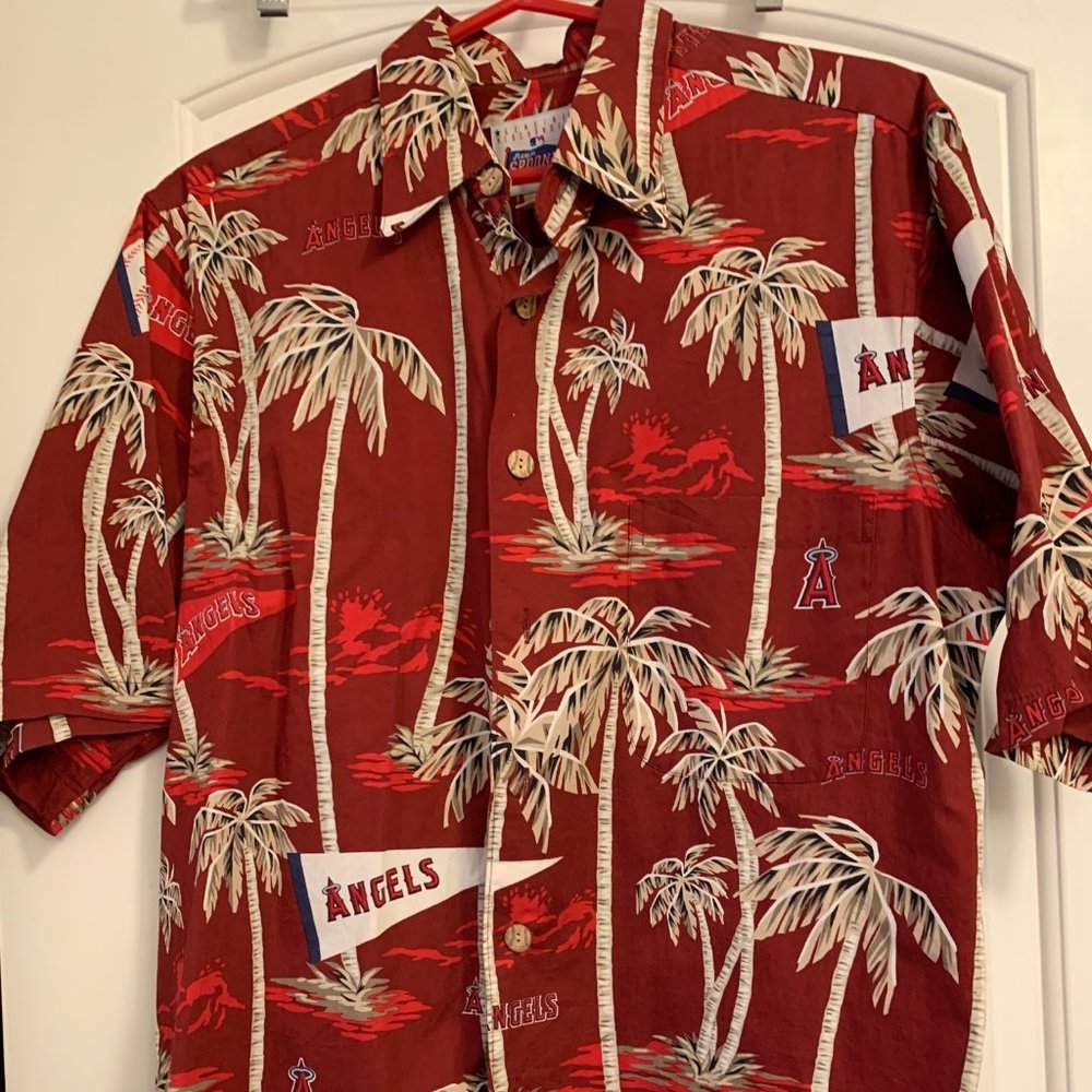 Angel Baseball Hawaiian Shirt Large Men's